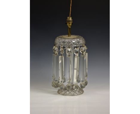 A Victorian cut glass table lustre, later converted to a lamp, 16¾in. (42.5cm.) high. 