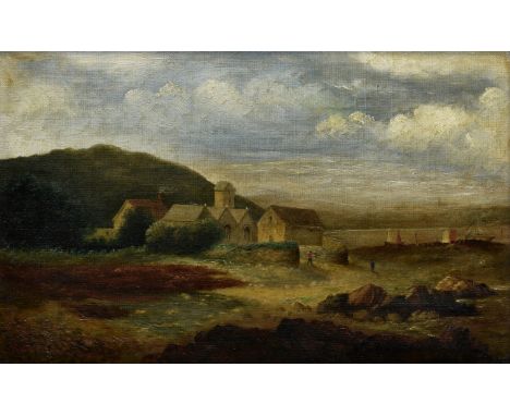 Giffard Le Masurier (Guernsey, 19th century), 'St Sampson's Church in the early part of the 19th century', oil on canvas, sig