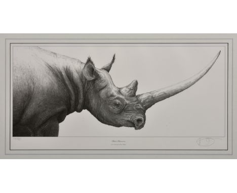 Gary Hodges (British, b.1954), 'Black Rhinoceros', limited edition monochrome print on wove paper, signed and numbered 740/85