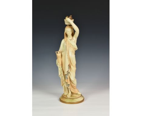 A Royal Worcester porcelain figure of a Grecian water carrier, date code 1891, puce printed and impressed factory marks, mode