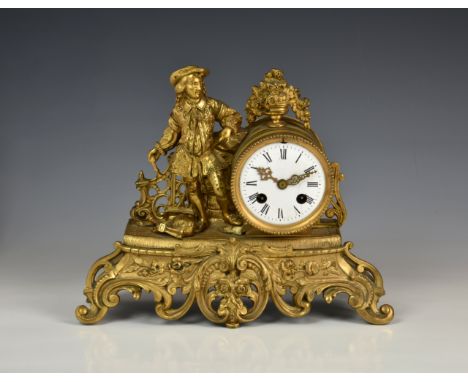 A gilt metal drum clock by Henri Marc of Paris, with an eight day movement by Japy Freres, striking to bell on the hour, Fren