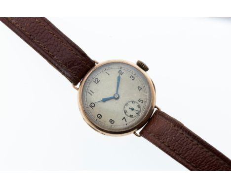 A 1920s gentleman's Rolex 9ct gold manual wind wrist watch, inside case back numbered 3942A, signed 15 jewel engine turned mo