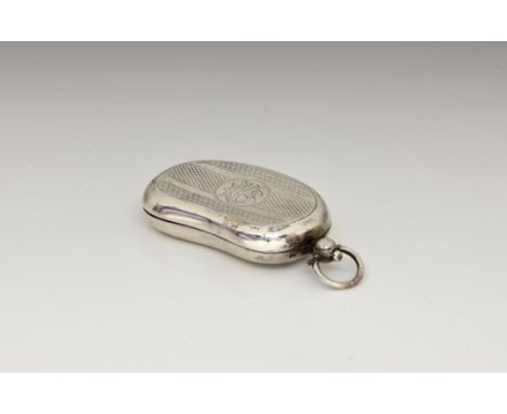 An Edwardian silver engine turned double sovereign holder, maker's mark 'HH', Birmingham 1909, of shaped bean form, with orna