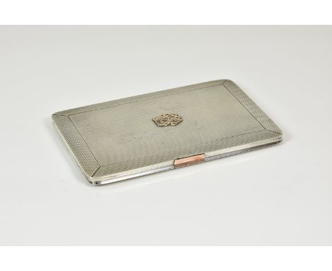 A George V engine turned silver and rose gold case, Percy Edwards Ltd., London 1912, rectangular form with rounded corners, a