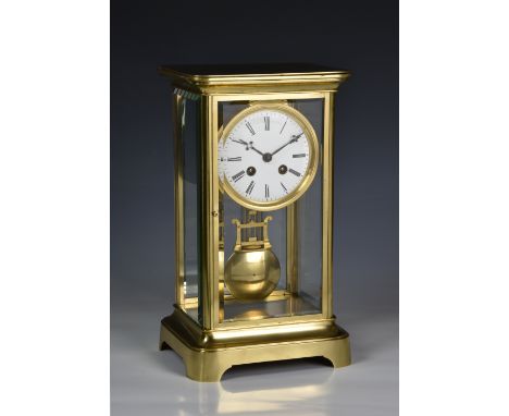 A large mid-19th century Japy Freres four glass mantel clock, the signed, twin train movement with anchor escapement striking