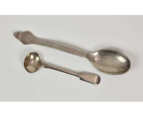 An unusual silver dog nose child's spoon, probably Continental, possibly early 18th century, unmarked, 5¾in. (14.6cm.) long; 
