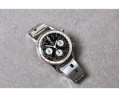 A Breitling Navitimer chronograph stainless steel gentleman's wristwatch, ref. 806, circa 1965, circular black dial with Arab