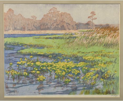 Helene Mass (German, 1871-1955), 'Spring Blossoms', woodcut in colours, signed lower right.* Condition: Some cockling to pape