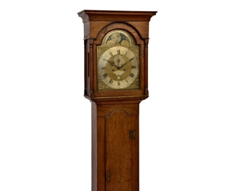 An 18th century Channel Islands oak longcase clock by Nicolas Blondel, the eight day bell strike movement fronted by an arche