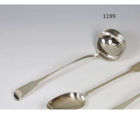 A George III silver fiddle thread pattern soup ladle, Richard Crossley, London, 1804, 12½in. (31.7cm.) long, thick gauge, wei