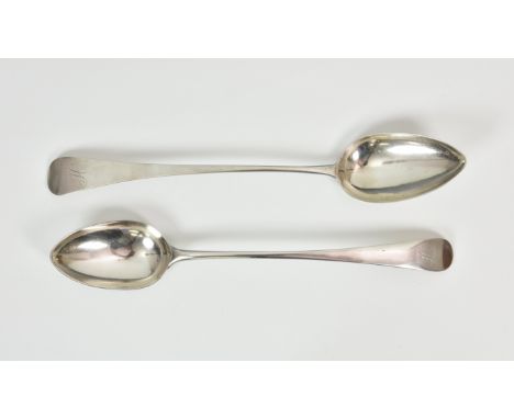 Two Georgian silver Old English pattern basting spoons, the first by George Wintle, London 1810, inscribed with initial 'K' t