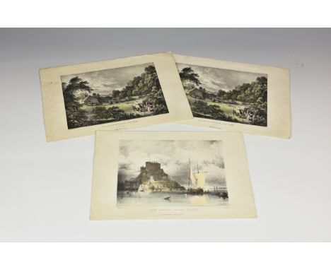 After John Le Capelain (Jersey, 1812-1848), Mont Orgueil Castle, Jersey, hand coloured lithograph by Louis Hague after John L