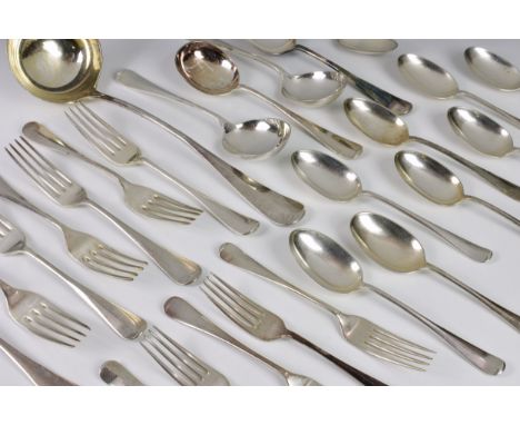 A part harlequin set of silver plated 'A1' Hanoverian rat tail pattern cutlery, mostly by Rushworths Ltd., comprising a soup 