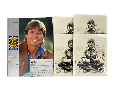 Signed; John Denver and other related memorabilia. Four photographs, each signed by Denver and most likely obtained through a