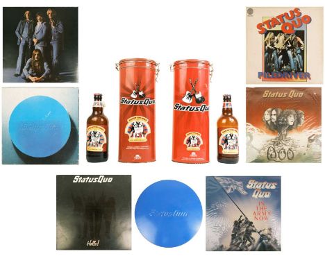 Status Quo LP collection plus memorabilia. Six 12" albums, together with a 'From The Makes Of.....' boxed cassette set (PRO M