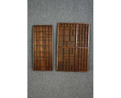 Two vintage printer's trays. H.83 W.53cm. (largest). 