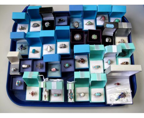 Jewellery - Twenty Six Assorted Dress Rings, stamped "925", including hardstone inset etc, together with further dress rings.