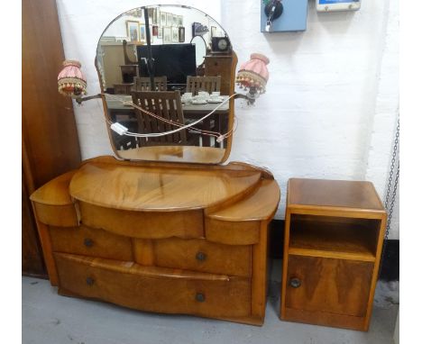 HENRY WILKIN OF WALTHAMSTOW WALNUT BEDROOM SUITE
comprising a two door wardrobe with a fitted interior, 173cm high, a mirror 