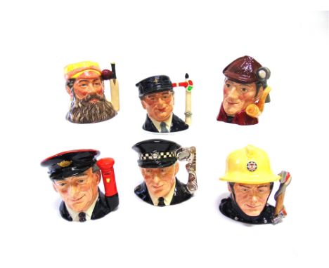 SIX LIMITED EDITION ROYAL DOULTON CHARACTER JUGS:  D6823 'The Engine Driver', D6839 'The Fireman', D6852 'The Policeman', D68