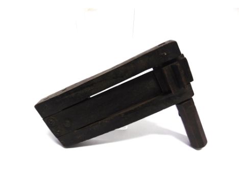A LATE 19TH CENTURY WOODEN RATTLE  of a type used by policemen to summon help, and by firemen to warn road users and pedestri
