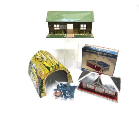 ASSORTED COLLECTABLES  comprising a Bachmann Bros. No.AP-1, Airport Hangar Kit, boxed; a Louis Marx tinplate station building