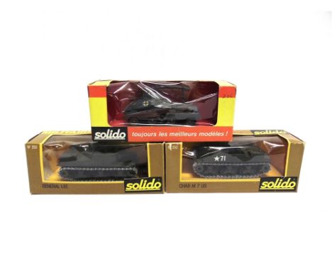 THREE SOLIDO DIECAST MILITARY MODELS  comprising a No.226, Bussing, dark grey, near mint (some hub melt), boxed, the box with