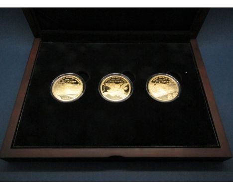 The Centenary of The First World War Three Coin Gold Set, Land - Sea - Air, Five Pounds denomination Gibraltar 2014, Limited 