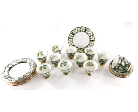 A Royal Albert Provincial Flowers Dogwood pattern part service, comprising twelve cups, 8cm high,  nine plates and four sauce