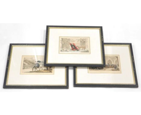 After Rowlandson. Doctor Syntax sketching lake, the doctors dream, etc., book plate prints, 10cm x 19cm. (3)