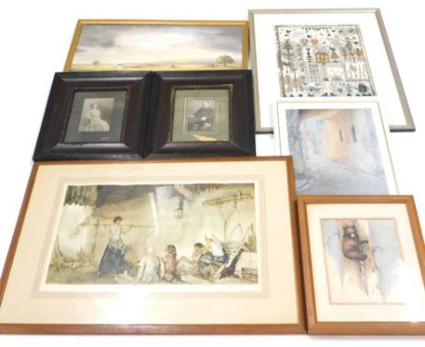 After Russell Flint. Ladies interior setting, print, signature to mount, 32cm by 53cm, various pictures, prints, frames, B. S