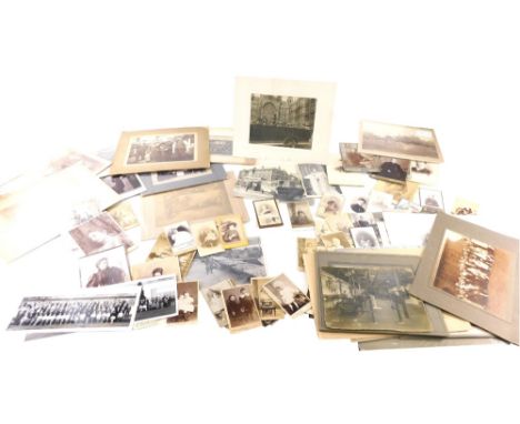 Various Victorian and later black and white photographs, portrait photographs, figures, street scenes, other black and white 