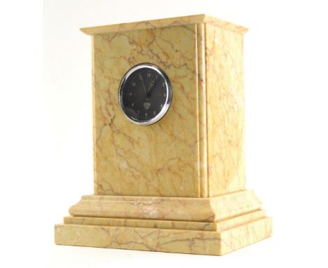 A Smiths marble finish cased mantel clock, in rectangular cream marble finish with red veins and chrome and black back 7cm Ar