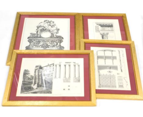 After Davioud. French architecture plans, and another Temple of Jupiter Tonas Rome Vendangeurs Siciliens engraved prints, 59c