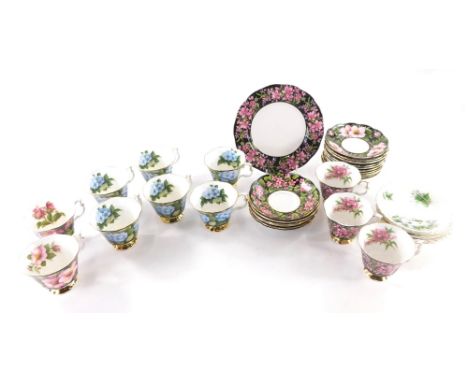 A Royal Albert Provincial Flowers Alberta Rose part service, to include cups, 8cm high, saucers, serving plate, etc., and var