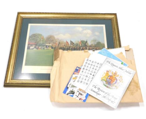 Terence Cuneo (1907-1996). The Double March Passed, artist signed print, 38cm x 53cm, various Silver Jubilee Year ephemera ma