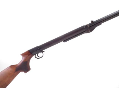 BSA .22 Air Rifle, New model D improved, serial number 60319 with 19-inch barrel, and side catch cocking lever.No licence req