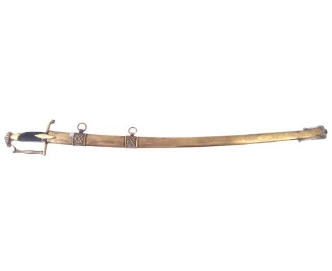 Copy of a French light cavalry sabre, the replica based on the Consulate style originals, with brass scabbard, 20th/21st cent