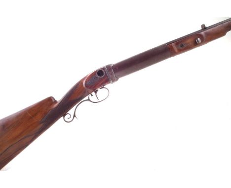 Rare 7mm crank handle gallery air gun, of German / American manufacture, octagonal 24 inch barrel fitted with dovetailed fron