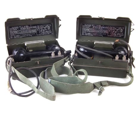 Pair of British Army Telephone set J, broad arrow marked.