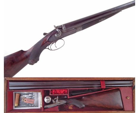 G. E Lewis double 10 bore side by side hammer gun, 30 inch Damascus barrels engraved G.E. Lewis 32 &33 Lower Loveday St. Birm