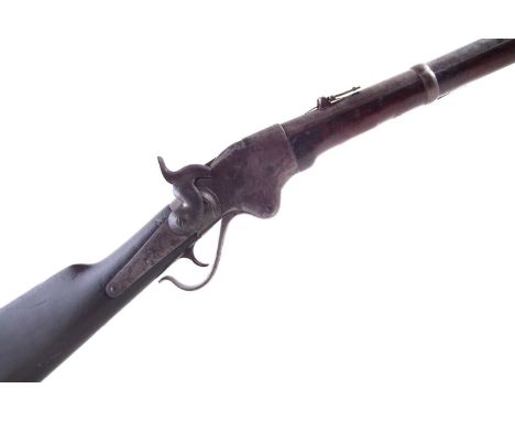 Spencer model 1865 repeating rifle, .56 calibre rimfire, serial number 9191, the 28 inch barrel fitted with folding ladder si