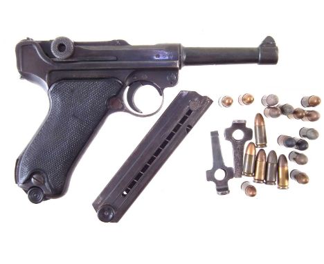 Deactivated DWM PO8 Luger, serial number 2771, dated 1937 with Waffenamt stamp to receiver, with spare magazine also Waffenam