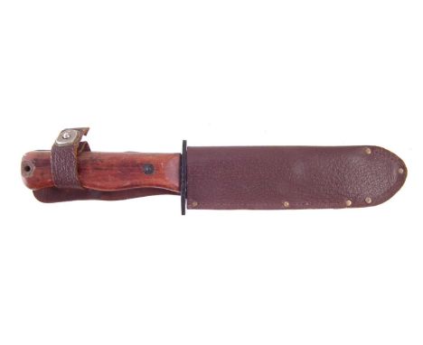 RAF Type D survival knife, the blade stamped 27C/2360 and with a broad arrow, together with correct leather scabbard.31cm ove