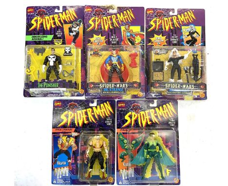 A mixed lot of highly collectible vintage 1990s ToyBiz Spider-Man collectible figurines in original boxes, to include: - The 