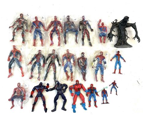 A small quantity of vintage collectible unboxed collectible Spider-Man plastic figurines, in various guises and Spider-suits