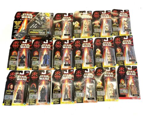 A quantity of vintage 1999 Star Wars Episode One collectible figures by Hasbro in original card backed packaging. A mixture o