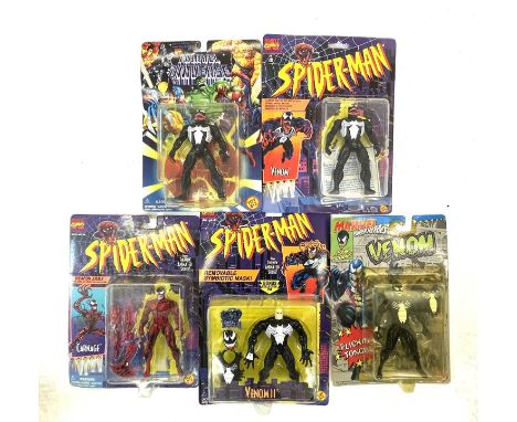 A mixed lot of highly collectible vintage 1990s ToyBiz Spider-Man's Venom collectible figurines in original boxes, to include