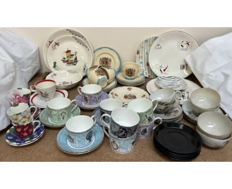 A Clarice Cliff Queen Elizabeth II part tea set, Japanese part tea set, a Wedgwood part coffee set and other ceramics etc
