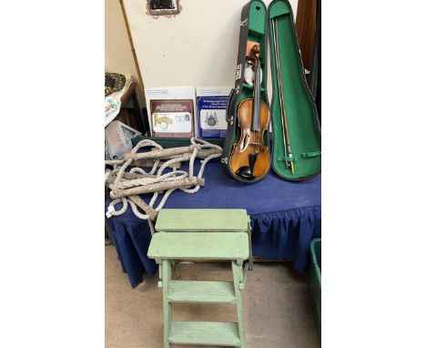 A Boosey & Hawkes violin, with a two piece back, 59cm long overall, back not including button, 35.5cm long, in a case togethe