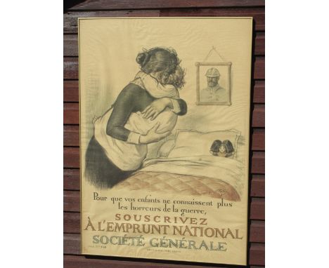 GEORGES REDON '17 POSTER "POUR QUE VOS ENFANTS NE CONNAISSENT PLUS LES HORREURS DE LA GUERRE, VISA No. 9165, PARIS, LITHOGRAP